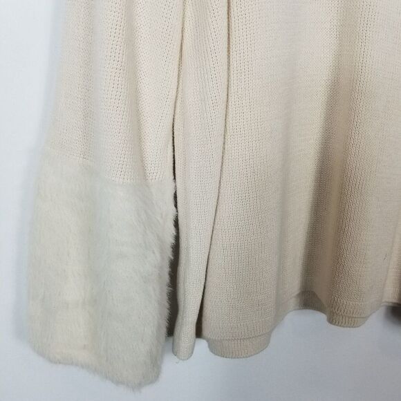 J.Jill Women Fuzzy Sleeve Sweater Size XL Pullover Ivory Cotton Blend Crew Neck - Picture 3 of 6